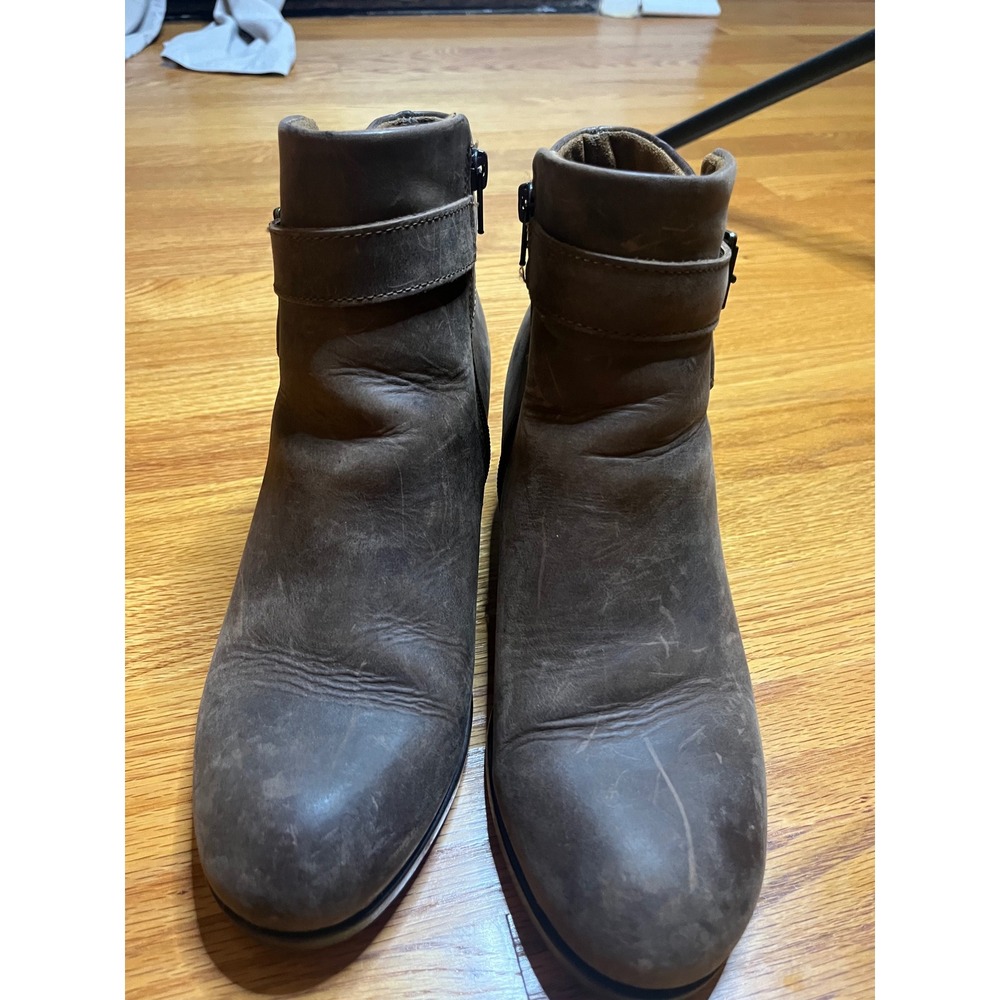 Boc Brown Leather Ankle Boots with Buckle Accent - Stylish & Comfortable 9.5